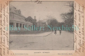 New Bedford Mass MA - HOUSES ON COUNTY STREET - Postcard - Imagen 1 de 2