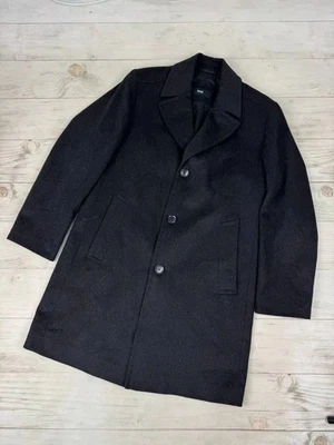Hugo Boss Cashmere Wool Coat Men Size 40R Black - Image 1 of 4