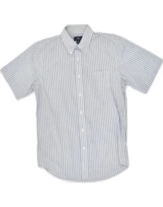 DOCKERS Mens Short Sleeve Shirt Size 14 14 1/2 Small Blue Striped Cotton AD10 - Picture 1 of 3