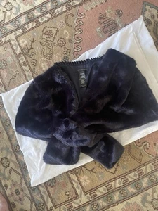 Forever New Faux Fur Midnight Blue Stole Cape Never Worn - Picture 1 of 9
