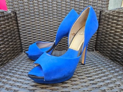 (F104 955) 👠 Escarpins Peep-Toe Zara Collection – Daim Bleu Cobalt – Taille 38 - Photo 1/4