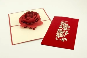 Biglietto d'auguri Origamo Compleanno, Amore 3D - Rosa Rossa - Foto 1 di 1