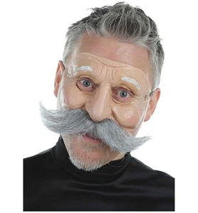 Gramps Grandpa Old Man Adult Mens Costume PVC 1/4 Mustacheo Face Mask - Picture 1 of 1