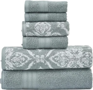 Modern Threads Amaris 6Ct Reversible Yarn Set Bath/Hand Towel/Washcloth Ivy - Picture 1 of 6
