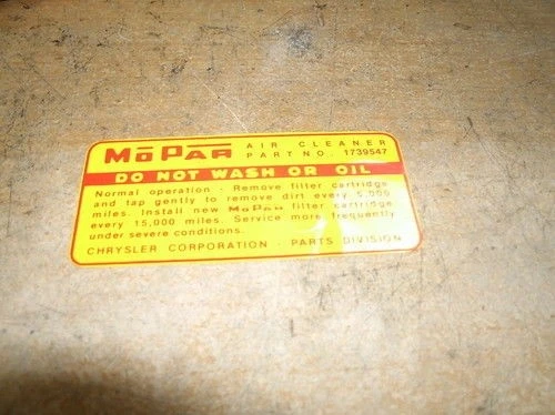 1962 DODGE CUSTOM 880 330 440 4BBL AIR CLEANER DECAL - Image 1 of 1