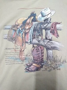VTG 1996 USA Made American West T-Shirt Large 90s Single Stitch - Picture 1 of 7