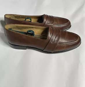 Zelli Cognac Brown Pebble Leather Penny Loafer Mens Size 10 M 1273 - Picture 1 of 9