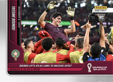 YASSINE BOUNOU LIFTS ATLAS LIONS PANINI INSTANT WORLD CUP 2022 SOCCER CARD #96