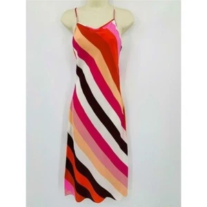 DVF Diane von Furstenberg Lea Carson Rayas Foxglove Vestido de Seda Slip Nuevo XS 0 2 - Imagen 1 de 6