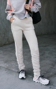 Free People Movement pantaloni grandi start up gambe cuciture orlo cinch grigio erica - Foto 1 di 14