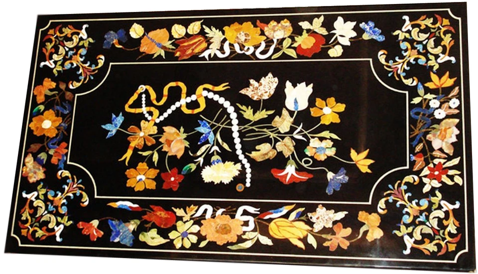 48" x 32" Marble Center Dining Table Top Inlay Pietra Dura Handmade Work - Image 1 of 1