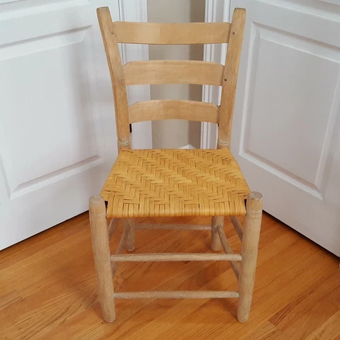 Antique Shaker Ladder Back Chair Hand Crafted Rush Woven Seat A Rustic Beauty! Cover