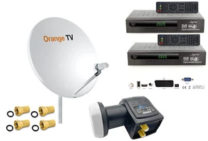 Sat Anlage 2 Teilnehmer 80 cm Antenne Twin LNB mit HD Receiver Hdmi Kabel - Bild 1 von 9