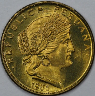 Perú 5 centavos 1965, sin circular (#5) Foto 1 de 2