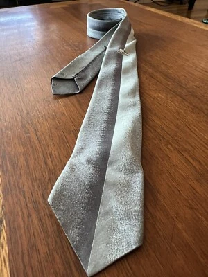 Vintage 1950s Mens Tie Mid Century Mod Retro Rockabilly Viva Grey Silver Horse - Image 1 of 4
