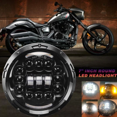 7"inch LED Headlights Hi/Low Driving Bulbs For Yamaha Stryker XVS1300 Motorcycle Foto 1 de 4