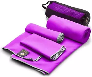 3 Pack Quick Dry Towels Lightweight Microfiber Travel Gym Yoga Sports Towel Set - Picture 1 of 10