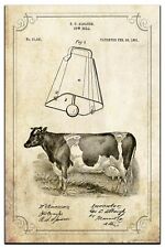 Vintage Cow Bell Patent Art Print 11x17 Dairy Farmer Cheese Kitchen Wall Decor
