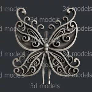 3d STL models for CNC, Artcam, Aspire, woman butterfly - Picture 1 of 4