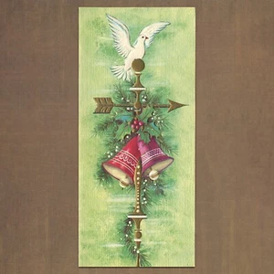 Unbenutzte Vintage 50er Kaycrest Cotillion Weihnachts- & Neujahrskarte, Taubenglocken - Bild 1 von 6