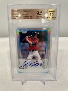 2011 Bowman Chrom Refraktor Autogramm George Springer Rookie RC/500 BGS 9,5/10 - Bild 1 von 2