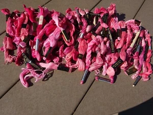 Lot of 110 Embroidery Floss PINK Star, J P Coates Perlesheen Twist Mostly Unuse - Picture 1 of 7