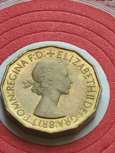 PROOF 1953 United Kingdom English 3 Pence Portcullis Coin, Elizabeth II w Holder - Picture 1 of 12