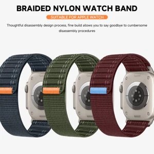 Nylon Loop Band for Apple Watch Ultra/2 49mm 9 8 7 6 5 4 Sports Breathable Strap - Picture 1 of 20