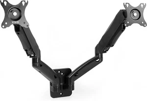 Black Height Adjustable Pneumatic Extended Arm Dual Monitor Wall Mount Full Mot - Picture 1 of 8