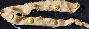 VTG Set of 11 Brass Shrine Ritual Buttons on Cloth Strip Waterbury Button Co. - Picture 1 of 3