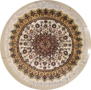 Rugstc 4x4 Pak Persian Ivory Area Rug, Hand-Knotted,Floral with Silk/Wool Pile - Picture 1 of 5