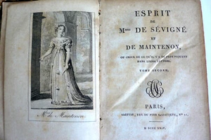 ESPRIT DE Mmes DE SÉVIGNÉ ET DE MAINTENON T2 PARIS 1824 ÉTAT MOYEN 11 X 8 cm - Picture 1 of 6
