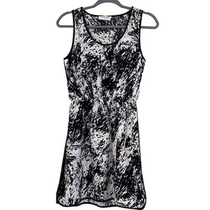 Olive & Oak Women’s Sleeveless Dress Knee length Black White Marbled Print Sz S - Picture 1 of 12