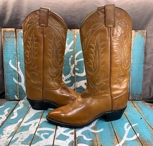 VTG Tony Lama VM 2903 Brown Leather Western Boot Sz 9.5D Made in Mexico - Picture 1 of 12