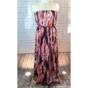 Ruby Rox Maxi Dress Strapless Blouson Multi Watercolor Print Size XL - Picture 1 of 6