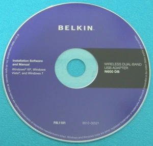 BELKIN N600 DB WIFI USB ADAPTER DRIVERS ORIGINAL SOFTWARE CD-ROM WI-FI - Picture 1 of 1