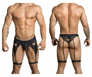 CANDYMAN Lace Garter Thong See-Through Elastic Waistband Black 99310 9 - Picture 1 of 6