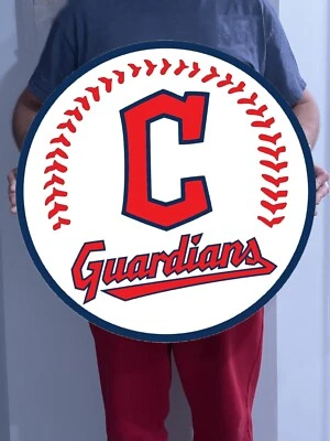 MLB Cleveland Guardians Logo Wood Sign 18" Wall Decor Handmade Laser Cut Out - Image 1 of 2