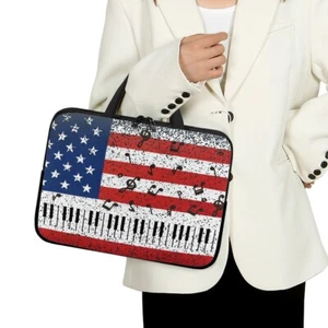 Music And Striped Stars 10-17" Laptop Bag Sleeve Carry Case Cover Notebook - Picture 1 of 9