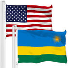 G128 Combo: American USA Flag & Rwanda Rwandan Flag Printed 3x5 Ft