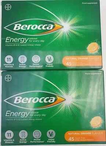 Berocca Orange Flavour Energy Vitamin C B1 B2 B3 B5 B12 & Magnesium - 90 Tablets - Picture 1 of 3