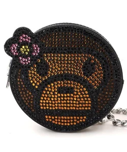 A BATHING APE BAPE LISA FACE CRYSTAL STONE MINI SHOULDER BAG H3.5'×W3.5'×D0.9' - Picture 1 of 12