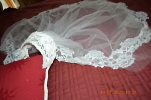 Vintage Juliette Cap Ivory Wedding Veil Lace & Pearls Headpiece with double Veil - Picture 1 of 10