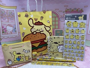 Pompompurin Sanrio Gift Bag Purse Stationary Gift Notebook Pen Rubber Stickers - Picture 1 of 12