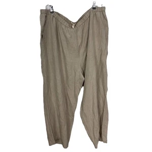 Eileen Fisher Beige Linen Pull On Pocketed Pants Womens Plus Size 2X Casual - Picture 1 of 16