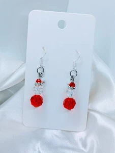 Perlen Weihnachtsohrringe, Weihnachtsohrringe an Sterling Silber Haken - Bild 1 von 2