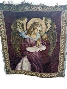 Praying Angel Throw Tapestry Wall Hanging 47x56 - Picture 1 of 7