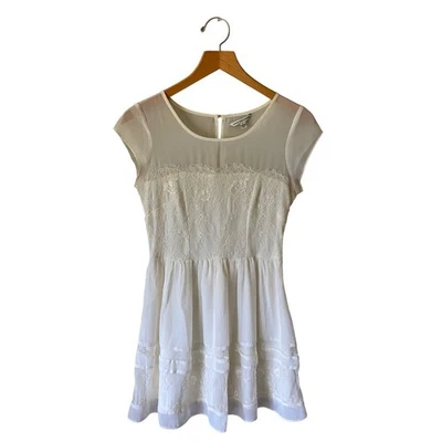 American Eagle Ivory Cream Dress Size 4 Boho Lace Floral Embroidered Formal - Image 1 of 4