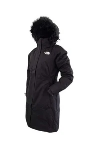 North Face Women's Arctic Parka Insulated 550 Black/White logo LG NF0A3VLB New - Picture 1 of 13