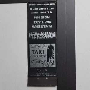Walter's Taxi 92 S Kukui Street Hawaii Vintage 25c Fare Matchbook - Picture 1 of 3